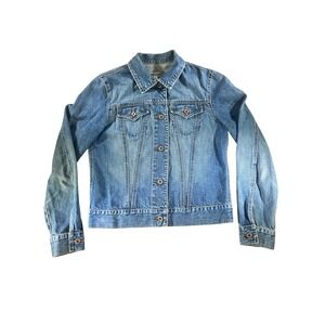 GAP Womens Denim Jean Jacket Classic‎ Light Wash Button Front Casual Coat